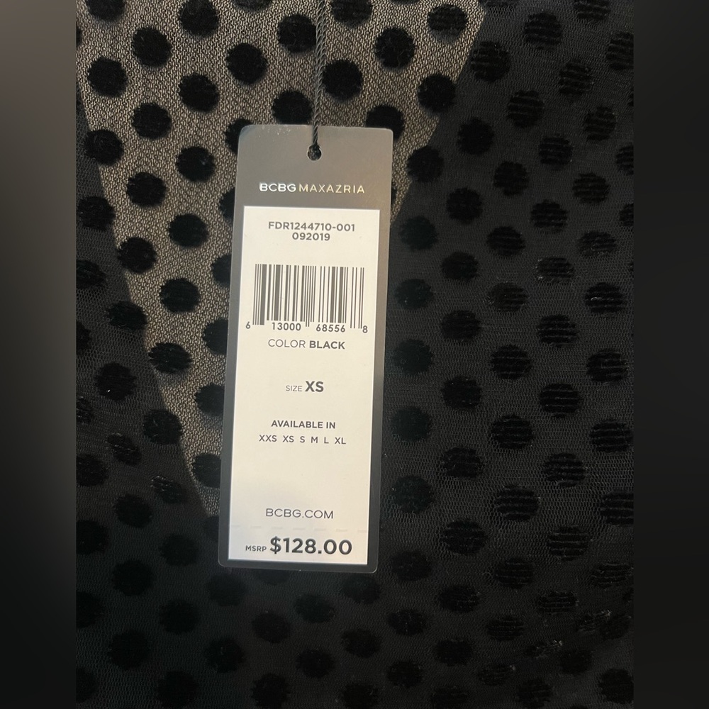 NWT BCBGMAXAZRIA Polka Dot Top in Black - Picture 5 of 6